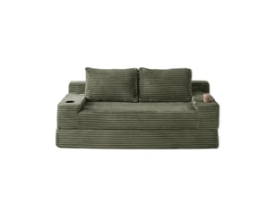 Canapé droit compressé convertible <strong>BIQZUYA</strong> <strong></strong> 2 places Velours côtelé Vert