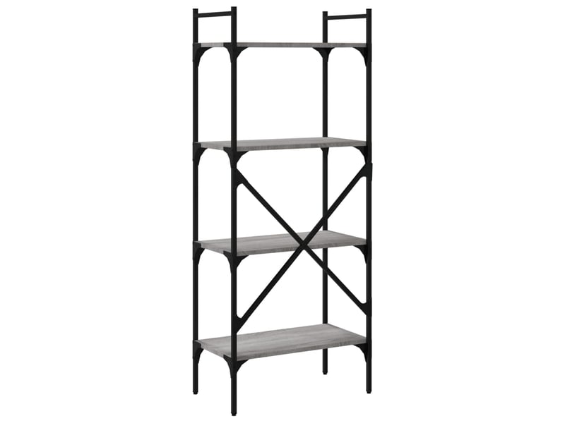  Bibliothèque à 4 niveaux, armoire à livres sonoma gris 56x31,5x138,5 cm  - Conforama D
