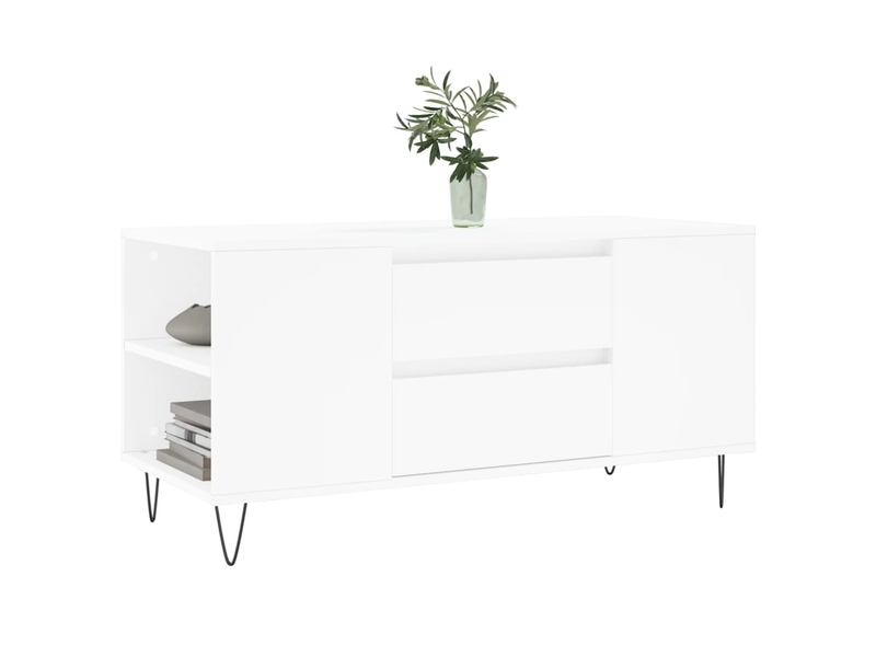  Table basse - table de salon - table à thé blanc 102x44,5x50 cm bois d'ingénierie  - Conforama C