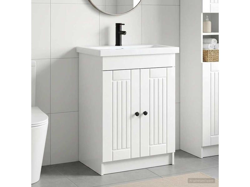 Ensemble de mobilier de salle de bain blanc brillant shl4472 - Conforama B