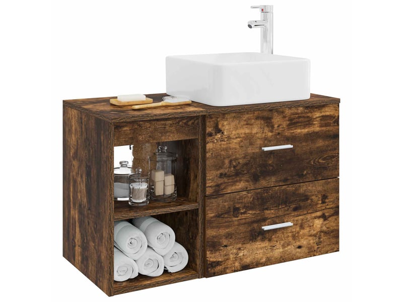  Ensemble de mobilier de salle de bain 2 pcs chêne fumé shl40  - Conforama C