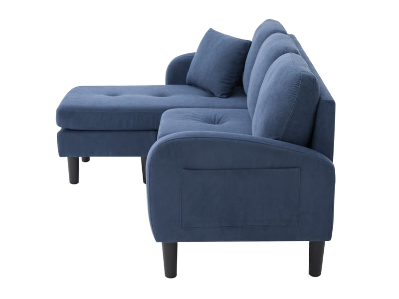  Canapé d'angle réversible 3 places 166 cm en velours côtelé bleu, méridienne modulable Fay Lum - Conforama D