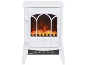 Cheminée électrique blanche sur pied, 10002000 w, flamme led réglable