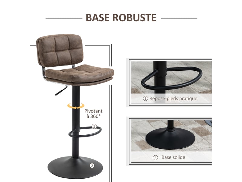  Lot de 2 tabourets de bar – style vintage – capitonnés, réglables et pivotants  - Conforama E