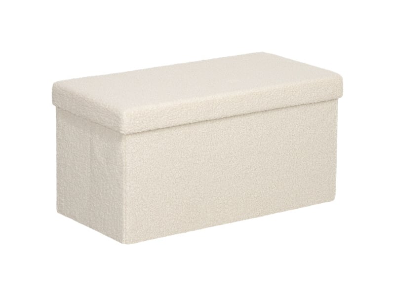  Banc de rangement pliable crème effet velours, coffre rembourré 76x38x38 cm, pour salon et chambre  - Conforama A
