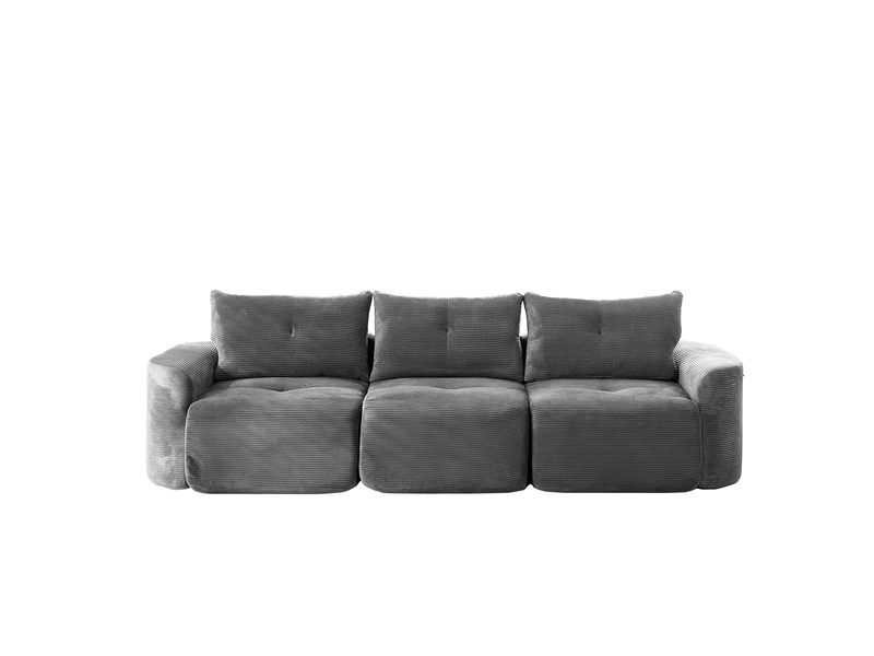  Canapé 3 places modulaire en velours côtelé gris anthracite, style wabi-sabi, configuration 2+1 pour intérieur apaisé  - Conforama A