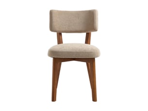 Lot de 2 chaises de salle à manger modernes style milieu du siècle pieds bois massif assise rembourrée tissu pour cuisine salle à manger bureau kaki+marron