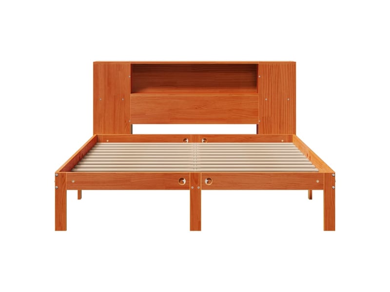  Lit adulte, lit double, lit bibliothèque sans matelas marron 140x190cm pin massif cf17989  - Conforama D