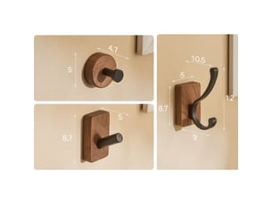 3 porte-manteaux bois, crochets muraux pour chapeaux, clés, serviettes. Déco salon, salle de bain, chambre, cuisine. Naturel, robuste et fonctionnel.