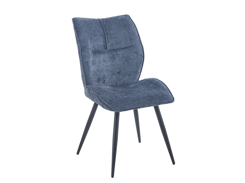 Faye - lot de 2 chaises en tissu bleu pieds en métal noir FAYE-2-BLE - Conforama A