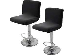 Housses élastiques pour tabourets de bar, lot de 2 housses pour chaises de salle à manger, housses de tabourets de bar unies, noires