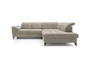 Canapé d'angle droit fixe MEUBLORAMA 5 places Polyester beige avec coffre de rangement