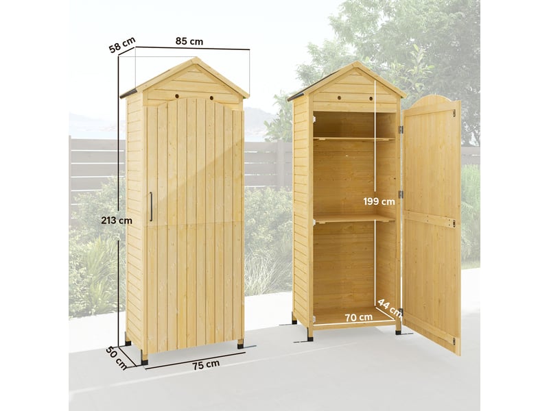  Armoire de jardin en bois toit acier galvanisé 85 x 58 x 213 cm  - Conforama C