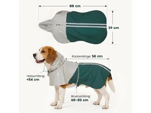 Manteau imperméable à usage canin avec bandes réfléchissantes, vert