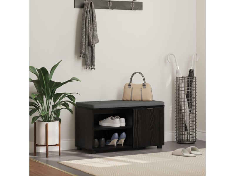 Banc d'entrée, banc interieur avec coussin chêne noir 80x38x46 cm shl42536  - Conforama B