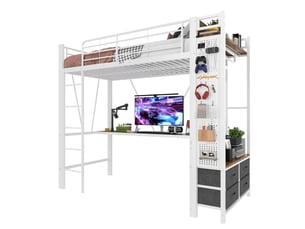 Lit mezzanine 90x200 cm <strong></strong>  <strong></strong> coloris blanc