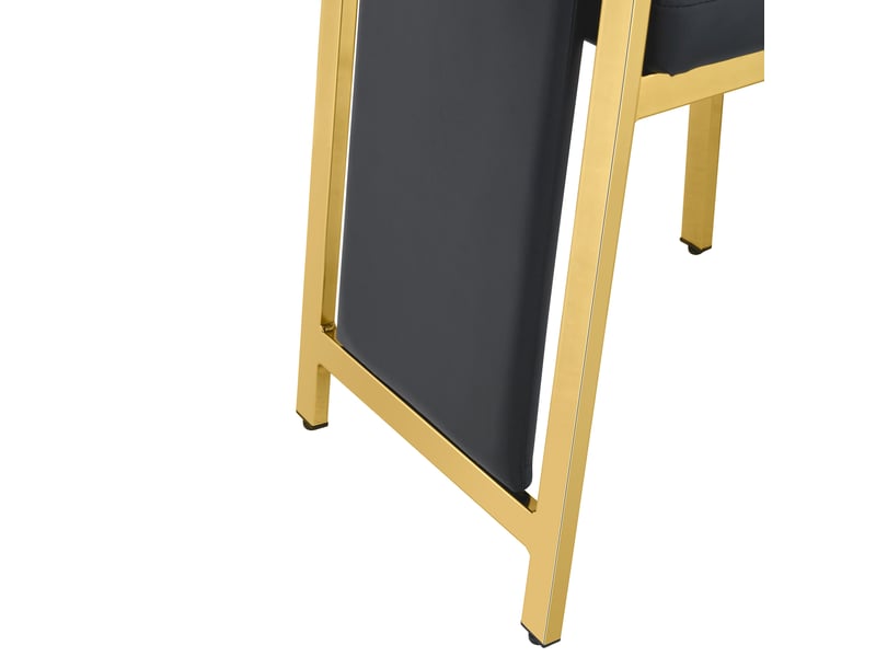  Lot de 2 chaises de salle à manger 109 cm, chaise cuisine, dossier incurvé, assise confort, moderne, métal doré, pu noir  - Conforama E