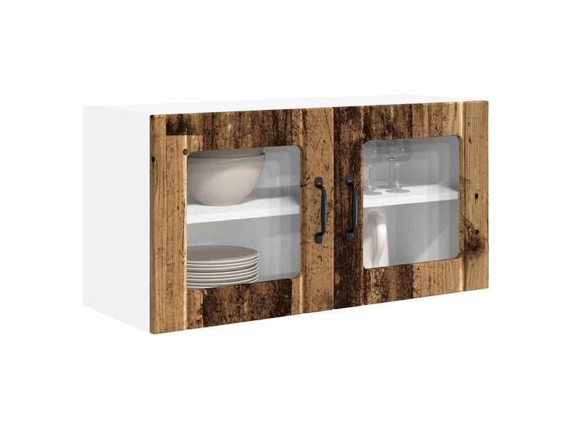 Meuble mural de cuisine, cabinet en verre mural bois ancien 80x31x40cm shl8157 - Conforama C