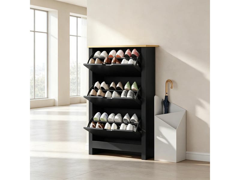 Meuble à chaussures 3 portes abattantes 72 x 26 x 112 cm T5828P549648 - Conforama B