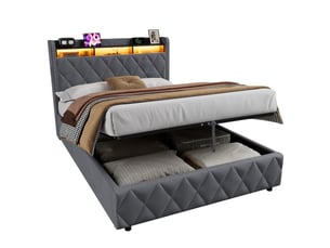Lit coffre 140x200 cm OKWISH   coloris gris