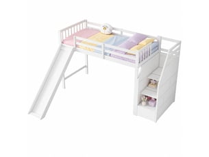 Lit mezzanine 90x200 cm <strong>OKMYHOME</strong> <strong></strong> coloris blanc