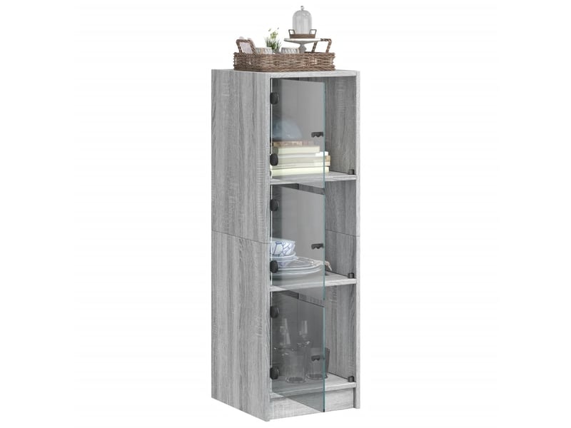  Buffet - bahut - meuble de rangement avec portes en verre sonoma gris 35x37x109 cm  - Conforama E
