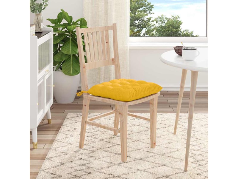  Lot de 4 coussins de siège, coussins décoratifs tissu en velours côtelé jaune clair cf59992  - Conforama D