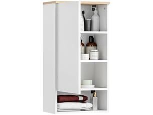 Armoire murale salle de bain blanche, étagères réglables et niche ouverte, 40 x 27 x 77 cm
