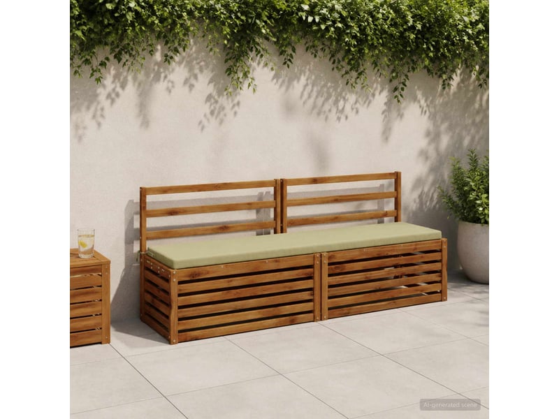 Lot de 2 coussins de banc, coussins d'assise soest 100 % polyester vert clair cf57555  - Conforama B