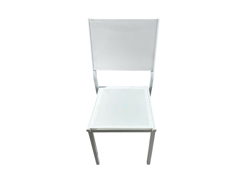  Lot de 4 chaises en aluminium et textilène coloris blanc  - Conforama D
