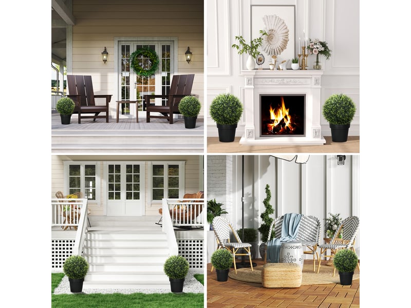  Lot de 2 plantes artificielles décoratives résistantes aux uv, pour l'intérieur et l'extérieur, 45 cm, vertes.  - Conforama C