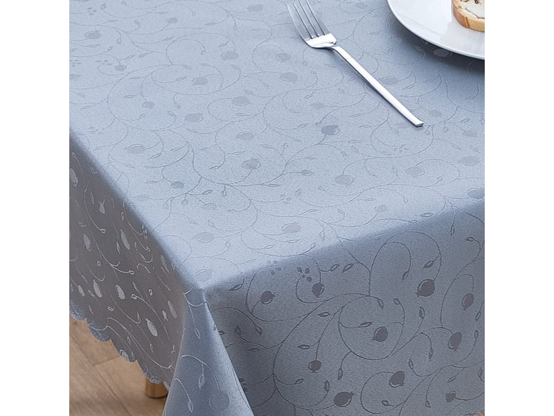  Nappe de table - 130x160 cm - nappe imperméable effet lotus et anti-taches - gris clair  - Conforama C