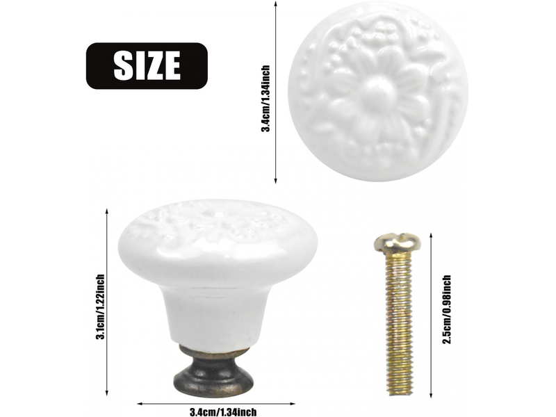  Lot de 10 poignées pour portes et tiroirs, boutons ronds 34 pour tiroirs, boutons pour meubles, boutons pour portes, poignées pour chambres d'enfants  - Conforama B