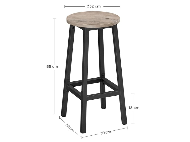  Lot de 3 tabourets de bar siège de cuisine cadre en acier hauteur 65 cm montage facile style industriel beige 12_0007764  - Conforama B
