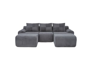 Canapé droit fixe OKWISH 3 places Velours côtelé gris