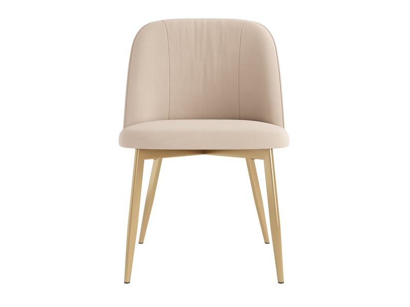  Lot de 6 chaises de salle à manger 53x50x80 cm beige et doré, velours, pieds en métal doré  - Conforama D