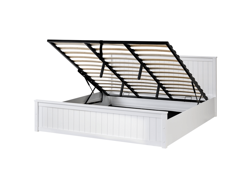 Lit ottoman bois de pin lambres 180 x 200 cm blanc - Conforama A