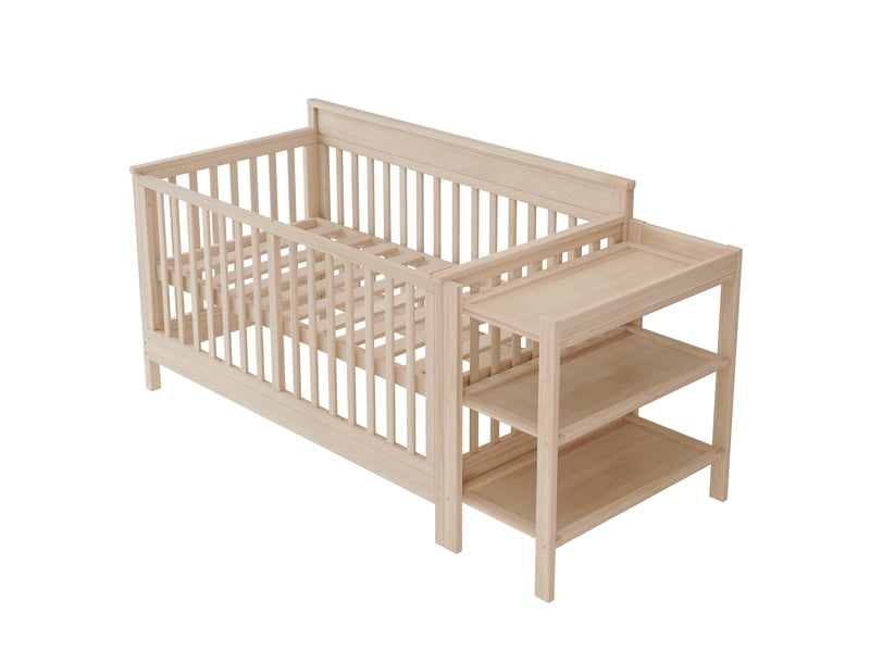 Lit bébé 3 en 1 184,5x74,5cm lit cododo avec table à langer amovible bois de pin massif naturel - Conforama A