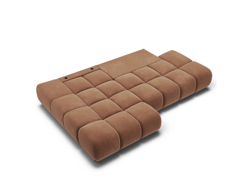  Canapé d'angle gauche convertible almera 4 places tissu terracotta  - Conforama C