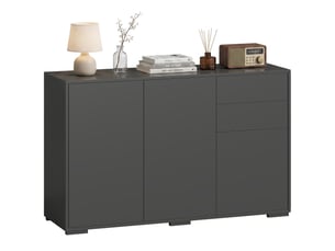 Buffet, commode, crédence, 2 tiroirs, fermeture par pression, 117 cm x 36 cm x 74 cm, noir