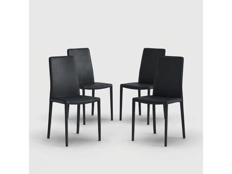  Lot de 4 chaises empilables rembourrées en simili cuir luma - noir  - Conforama A