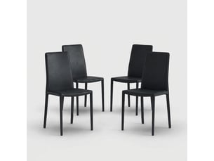 Lot de 4 chaises empilables rembourrées en simili cuir luma - noir