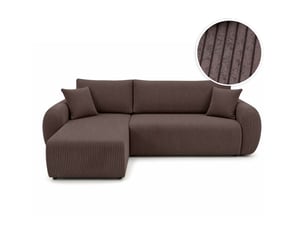 Canapé d'angle réversible convertible LOUNGITUDE ALYA 3 places Velours côtelé Marron glacé