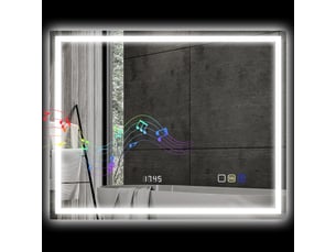 Miroir salle de bain led bluetooth 80 x 100 cm interrupteur tactile lumière réglable 3 couleurs anti-buée mémoire argent