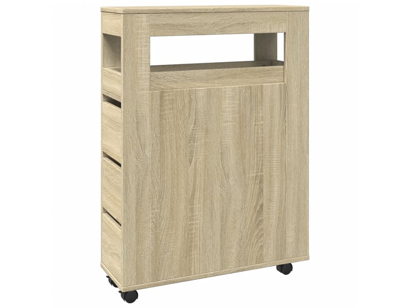 Meuble étroit salle de bain, commode à roulettes chêne sonoma shl3232  - Conforama A