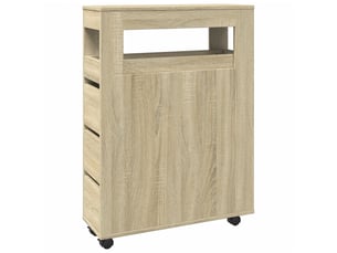 Meuble étroit salle de bain, commode à roulettes chêne sonoma shl3232