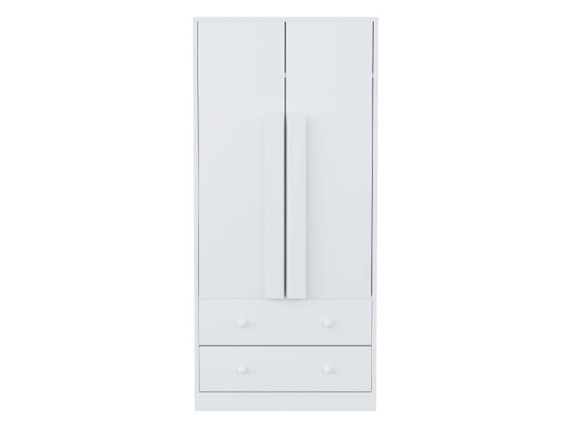 Armoire blanche 70x40x170 cm – portes doubles, tiroirs et étagères, rangement pratique - Conforama A