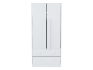 Armoire blanche 70x40x170 cm – portes doubles, tiroirs et étagères, rangement pratique