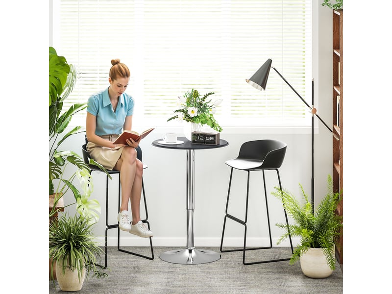  Table de bar à hauteur réglable, piètement pivotant à 360°, base ronde, table haute moderne pour cuisine, ø63 x 67-93 cm, noire  - Conforama C