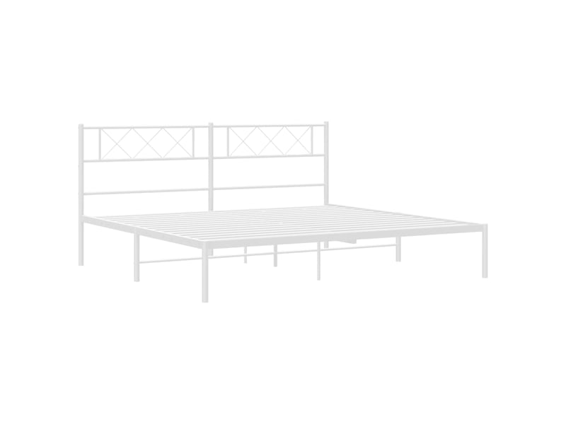  Lit double- lit adulte -  cadre de lit métal sans matelas et tête de lit blanc 200x200 cm  - Conforama C